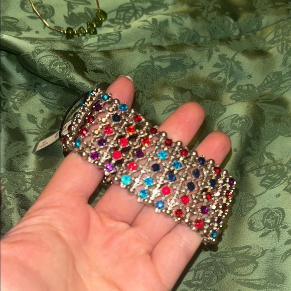 Elegant Multicolor Gemstone Bracelet cuff stretchy - Picture 2 of 2